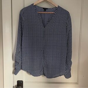Ann Taylor Factory Navy Patterned Blouse